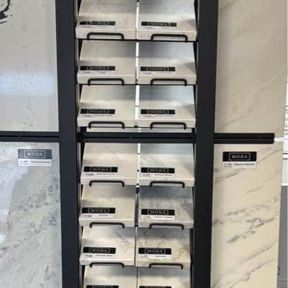 Moda quartz sample board on display
